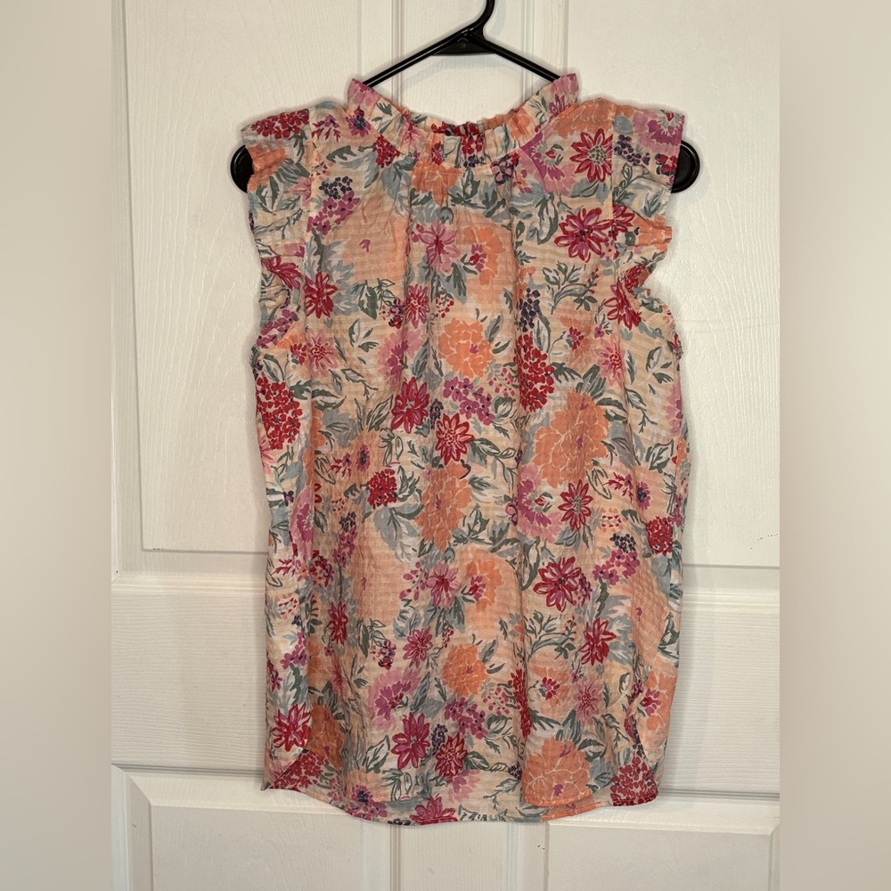 LOFT Multicolor Floral Ruffle Blouse